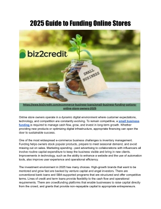 2025 Guide to Funding Online Stores