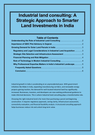 Industrial land consulting