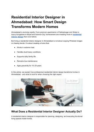 Residential Interior Designer in Ahmedabad_ How Smart Design Transforms Modern Homes