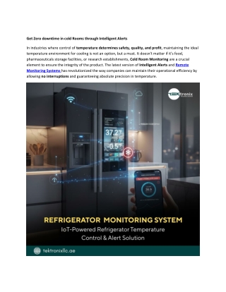 Get Zero downtime in cold Rooms through Intelligent Alerts