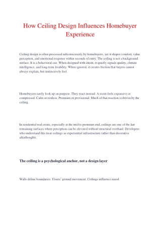 How Ceiling Design Influences Homebuyer Experience
