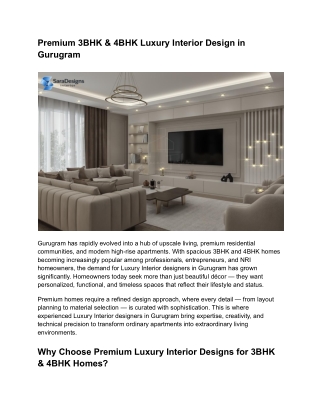 Premium 3BHK & 4BHK Luxury Interior Design in Gurugram