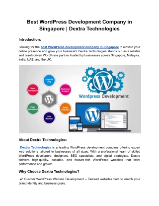 best wordpress developement company in singapore | Dextra technologies