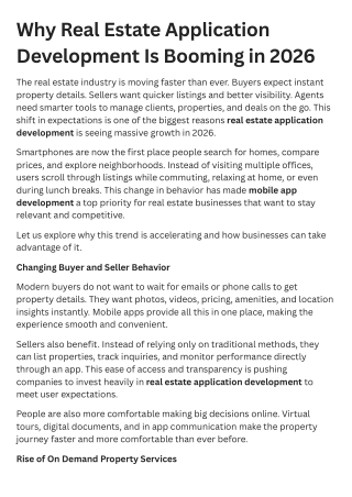 Why Real Estate Application Development Is Booming in 2026