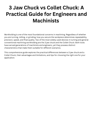 3 Jaw Chuck vs Collet Chuck A Practical Guide for Engineers and Machinists