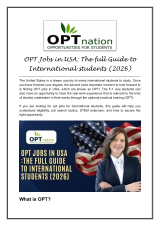 How to Get OPT Jobs in USA 2026- OPTnation