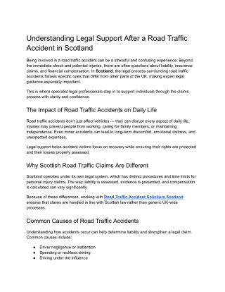 Understanding Legal Support After a Road Traffic Accident in Scotland