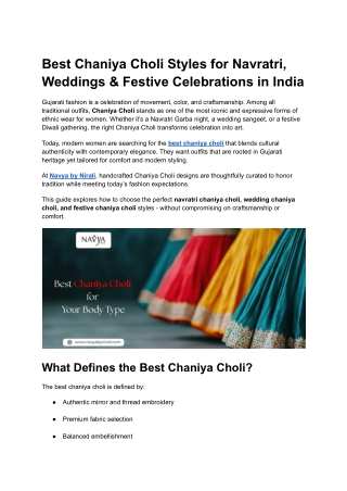 Best Chaniya Choli Styles for Navratri, Weddings & Festive Celebrations in India