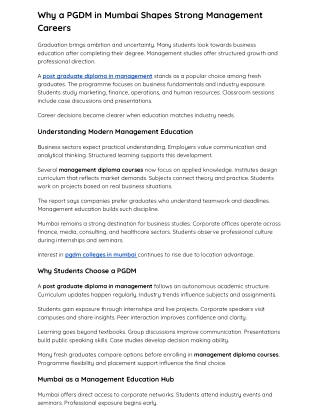 Why a PGDM in Mumbai Shapes Strong Management Careers