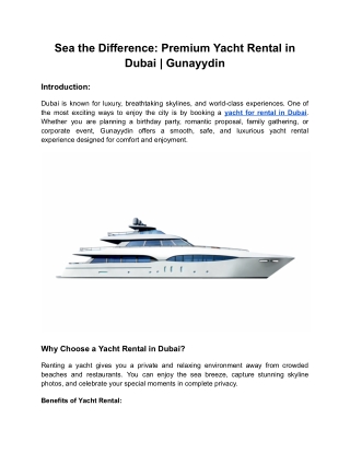 yacht rental in dubai | Gunayydin