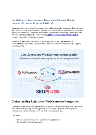 Can Lightspeed WooCommerce Integration Eliminate Manual Inventory Errors for Growing Retailers