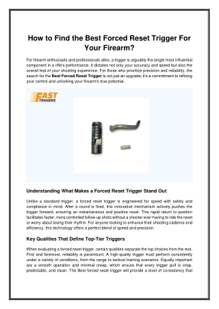 Best Forced Reset Trigger for Fast & Reliable Performance