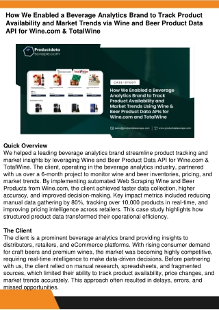 How We Enabled a Beverage Analytics Brand to Track Product Availability and Market Trends via Wine and Beer Product Data