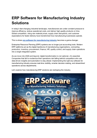 ERP Software for Manufacturing Industry Solutions