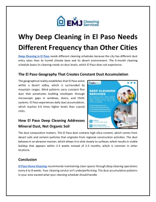 Why Deep Cleaning in El Paso Needs Different Frequency than Other Cities