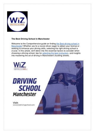 The Best Driving School in Manchester Wiz Driving School