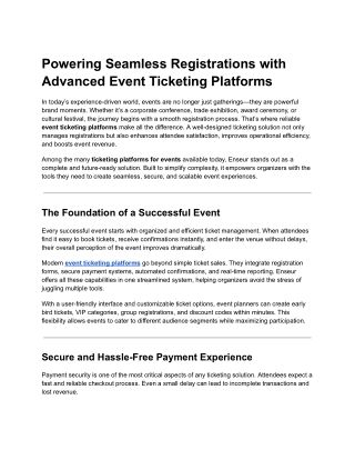 Powering Seamless Registrations with Advanced Event Ticketing Platforms