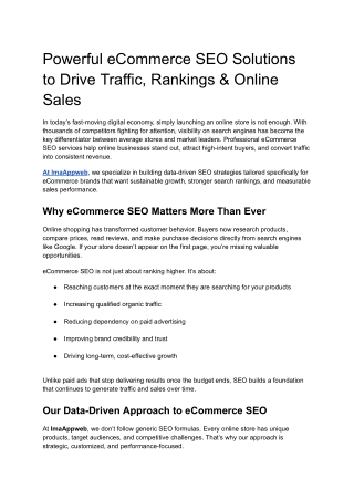 eCommerce SEO Services to Grow Online Store Traffic & Sales