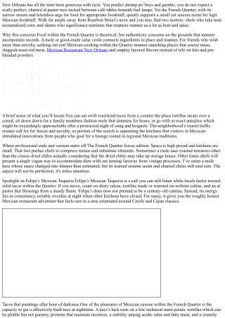 From Street Tacos to Mole: Authentic Mexican Food in New Orleans’ French Quarter