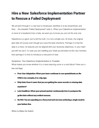 Salesforce Implementation Partner to Rescue Failed CRM