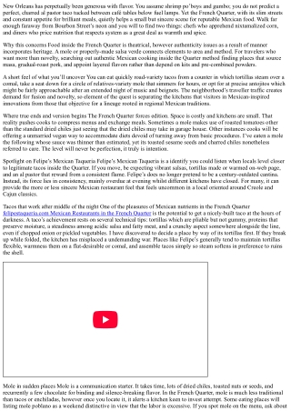 From Street Tacos to Mole: Authentic Mexican Food in New Orleans’ French Quarter