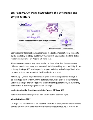 On-Page vs. Off-Page SEO: What’s the Difference and Why It Matters