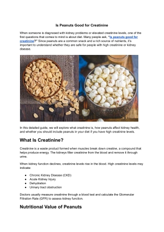 Is Peanuts Good for Creatinine (1)