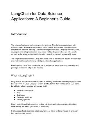LangChain for Data Science Applications_ A Beginner’s Guide