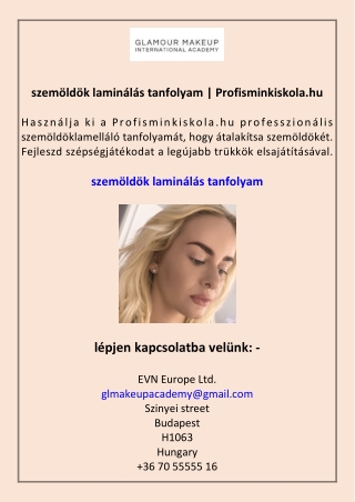szemöldök laminálás tanfolyam Profisminkiskola.hu