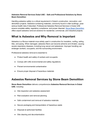 Asbestos removal Services Dubai UAE