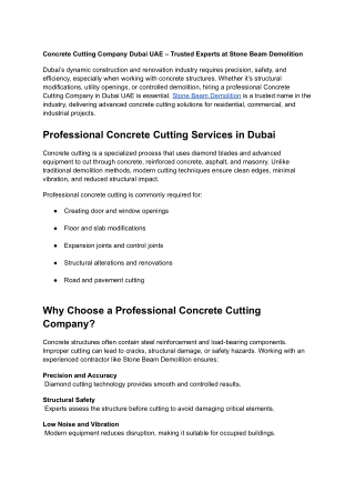 Concrete Cutting Company Dubai UAE