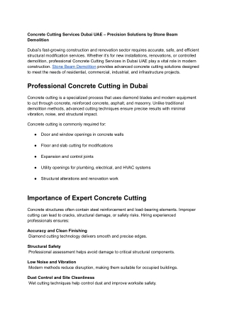 Concrete Cutting Services Dubai UAE