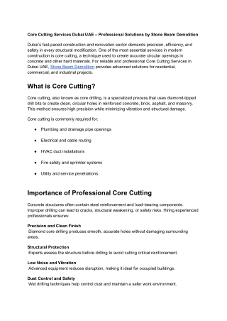 Core Cutting  Services Dubai UAE
