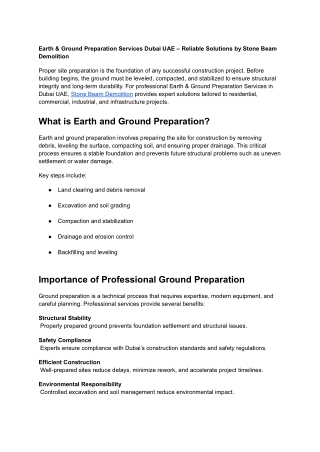 Earth & Ground Preparation Services Dubai UAE