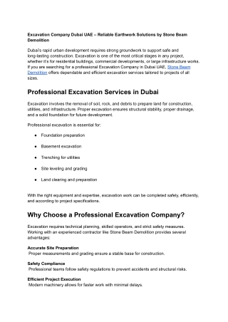 Excavation Company Dubai UAE