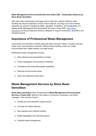 Waste Management & Environmental Services