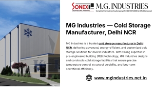 Cold Storage Manufacturer in Delhi NCR | MG Industries