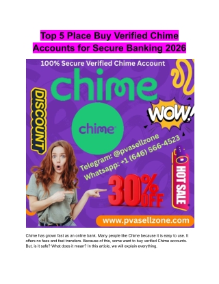 Top 5 Place Buy Verified Chime Accounts for Secure Banking 2026