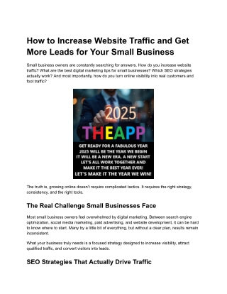 How to Increase Website Traffic and Get More Leads for Your Small Business