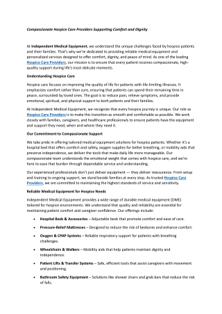 Hospice Care Providers