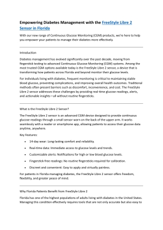 FreeStyle Libre 2 sensors in Florida