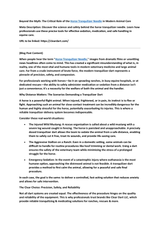 Horse Tranquilizer Needle