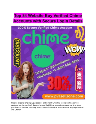 Top 84 Website Buy Verified Chime Accounts with Secure Login Details