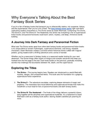 Why Everyone’s Talking About the Best  Fantasy Book Series