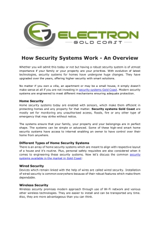 How Security Systems Work - An Overview