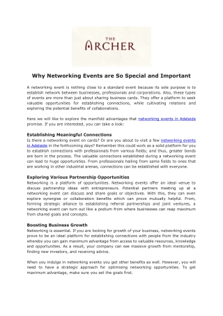 Why Networking Events are So Special and Important
