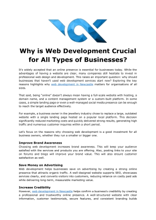 Why is Web Development Crucial for All Types of Businesses?