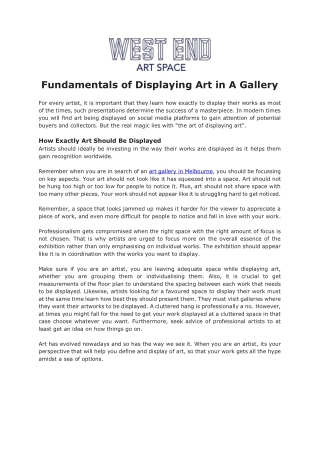 Fundamentals of Displaying Art in A Gallery
