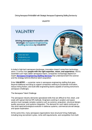 Aerospace Engineering Staffing Services