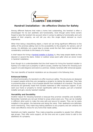 Handrail Installation - An effective Choice for Safety